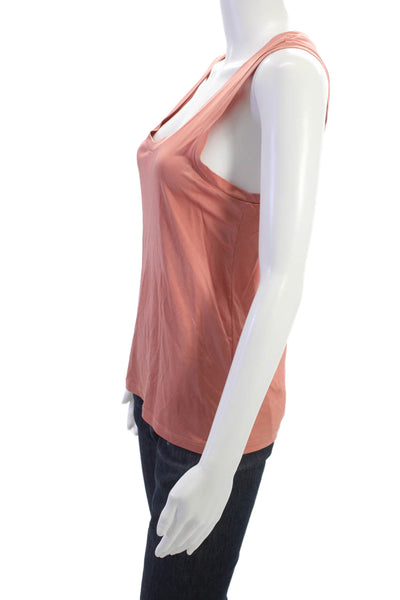 Allsaints Womens Pink Organic Linen Basic Tank Round Neck Size 2