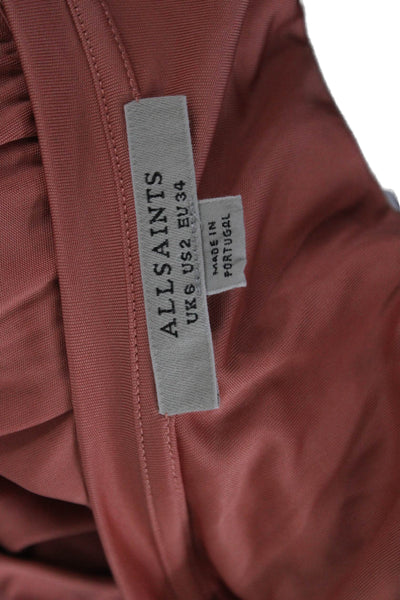 Allsaints Womens Pink Organic Linen Basic Tank Round Neck Size 2