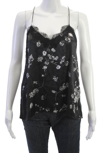 Cami NYC Women Silk Floral V-Neck Camisole Black Size S