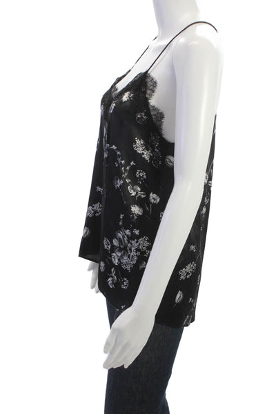 Cami NYC Women Silk Floral V-Neck Camisole Black Size S