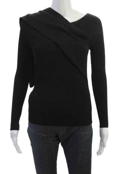 Design History Womens Black Pullover Sweater Long Sleeve Solid Size S