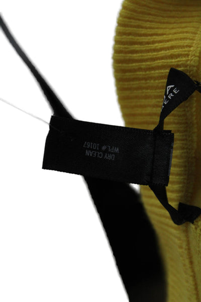 Aqua Cashmere Women V Neck Yellow 100% Cashmere Sweater Long Sleeve Size S