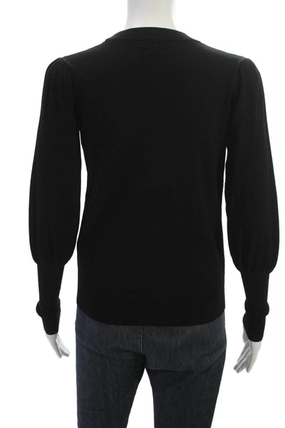 Minnie Rose Womens Black V-Neck Pullover Sweater Long Sleeve Size XS