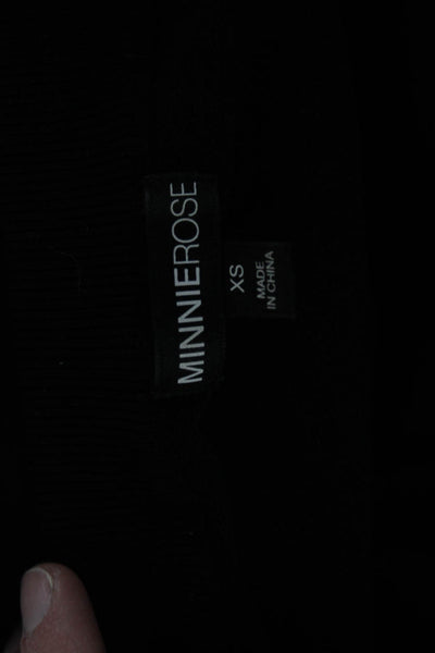 Minnie Rose Womens Black V-Neck Pullover Sweater Long Sleeve Size XS
