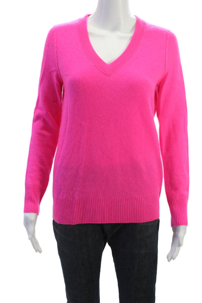 Aqua Cashmere Women Pink V-Neck 100% Cashmere Pullover Long Sleeve Size S