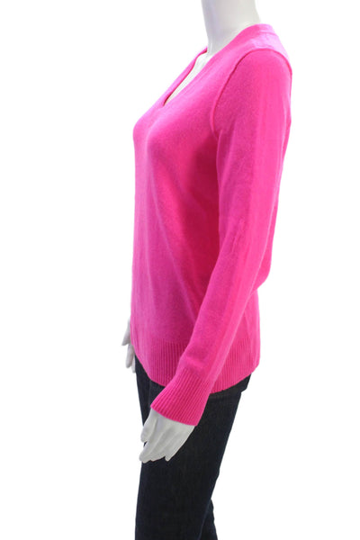 Aqua Cashmere Women Pink V-Neck 100% Cashmere Pullover Long Sleeve Size S