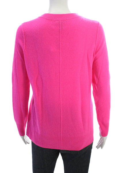Aqua Cashmere Women Pink V-Neck 100% Cashmere Pullover Long Sleeve Size S