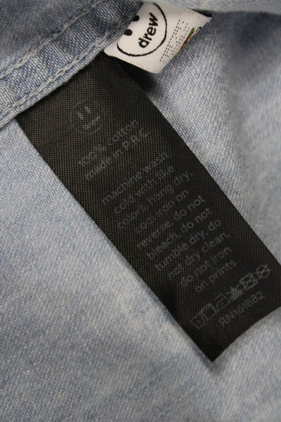 Drew House Womens Light Blue Cotton Collared Button-Up Long Sleeve 90s Size M