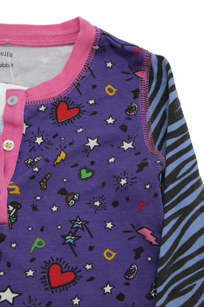 Sparkella x Roller Rabbit Girls Geometric Long Sleeve Pajama Top Purple Size 6