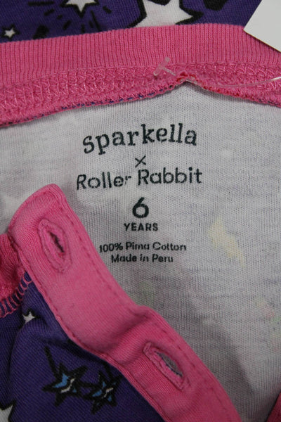 Sparkella x Roller Rabbit Girls Geometric Long Sleeve Pajama Top Purple Size 6