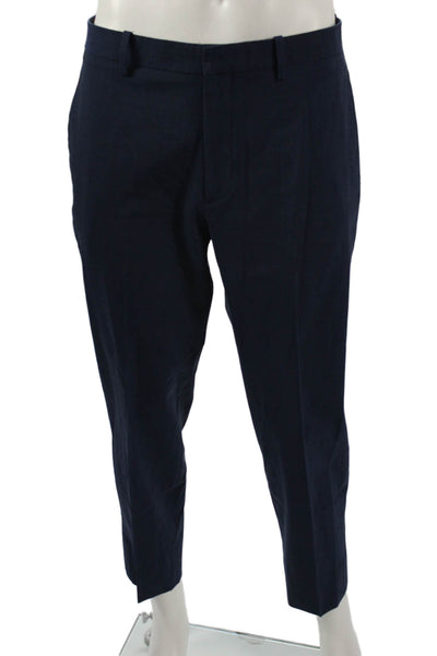 Theory Mens Ankle Cropped Dress Pants Dark Blue Wool Blend Size 32