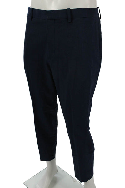 Theory Mens Ankle Cropped Dress Pants Dark Blue Wool Blend Size 32