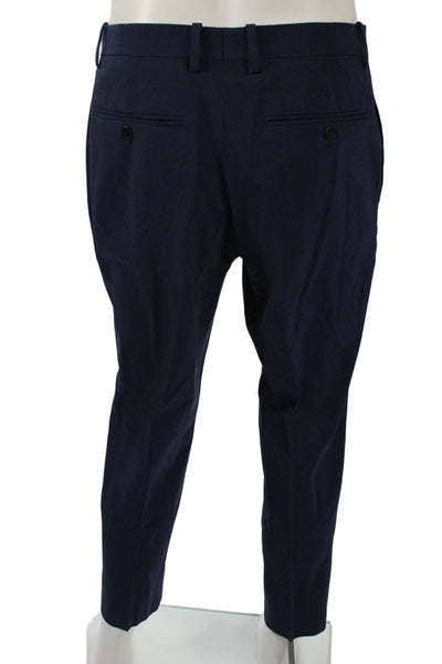 Theory Mens Ankle Cropped Dress Pants Dark Blue Wool Blend Size 32