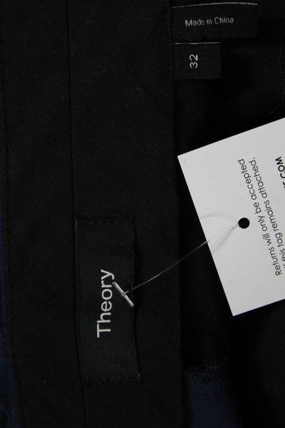 Theory Mens Ankle Cropped Dress Pants Dark Blue Wool Blend Size 32