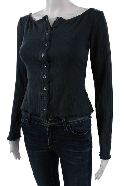 Lovers + Friends Womens Dark Blue Striped Button Up Long Sleeve Top Size S
