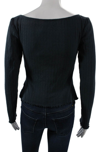 Lovers + Friends Womens Dark Blue Striped Button Up Long Sleeve Top Size S
