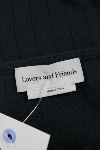 Lovers + Friends Womens Dark Blue Striped Button Up Long Sleeve Top Size S