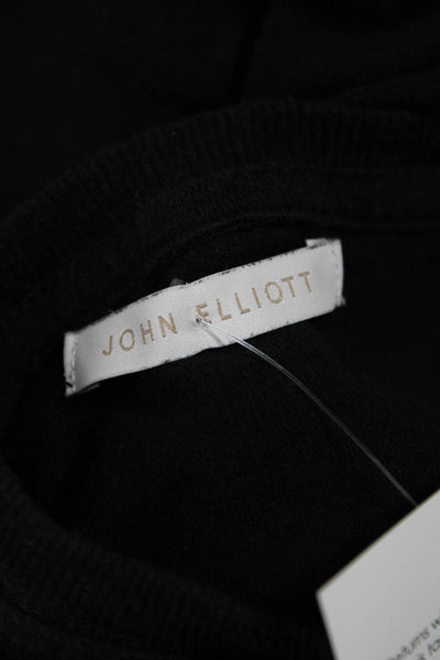 John Elliott Women Cropped Basic T-Shirt Black Cotton Short Sleeve Size 1