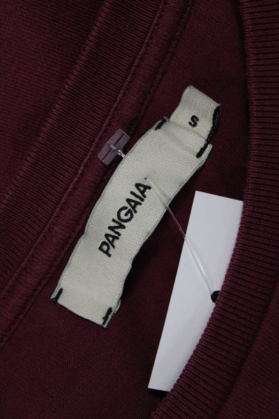 Pangaia Womens Cropped T-Shirt Red Long Sleeve Crew Neck Organic Cotton Size S
