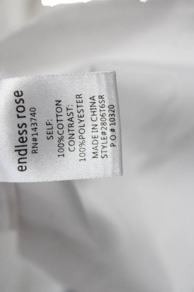 Endless Rose Women Bohemian White Cotton Button Long Sleeve Blouse Size M