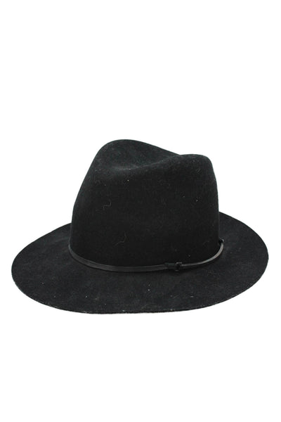 Janessa Leone Womens Wool Wide Brim Fedora Hat Black One Size