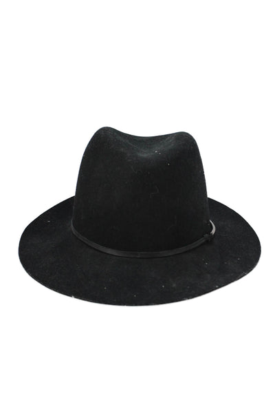 Janessa Leone Womens Wool Wide Brim Fedora Hat Black One Size