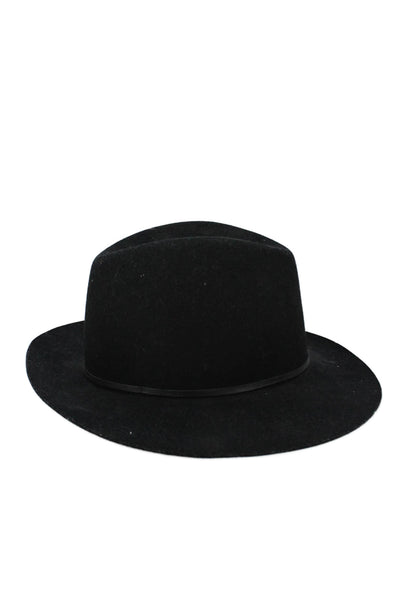 Janessa Leone Womens Wool Wide Brim Fedora Hat Black One Size