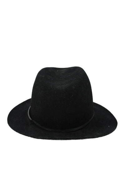 Janessa Leone Womens Wool Wide Brim Fedora Hat Black One Size