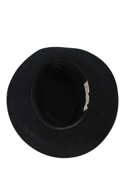 Janessa Leone Womens Wool Wide Brim Fedora Hat Black One Size