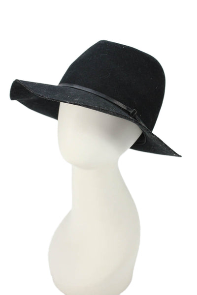 Janessa Leone Womens Wool Wide Brim Fedora Hat Black One Size