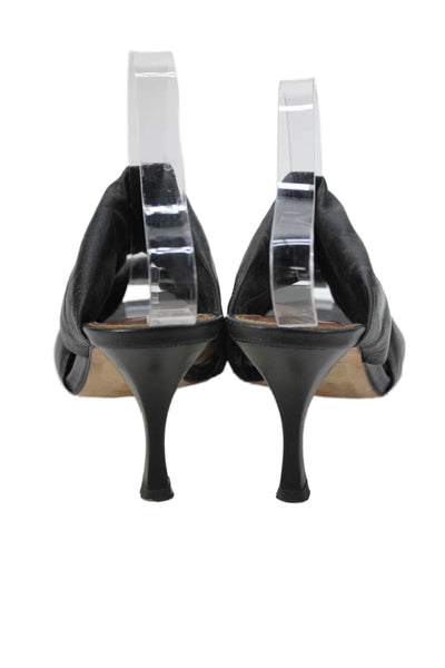 Aloha Womens Leather Padded Square Toe Sandal Heels Black Size 38 8