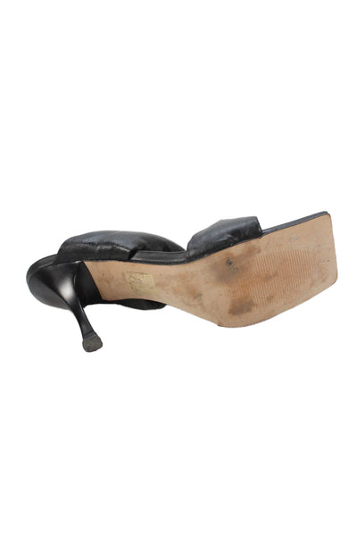 Aloha Womens Leather Padded Square Toe Sandal Heels Black Size 38 8