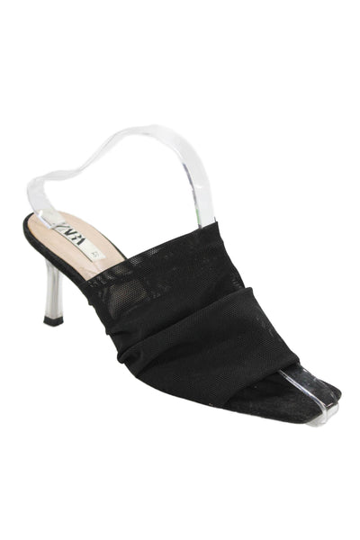Zara Womens Slide On Square Toe Sandal Heels Black Size 37 7