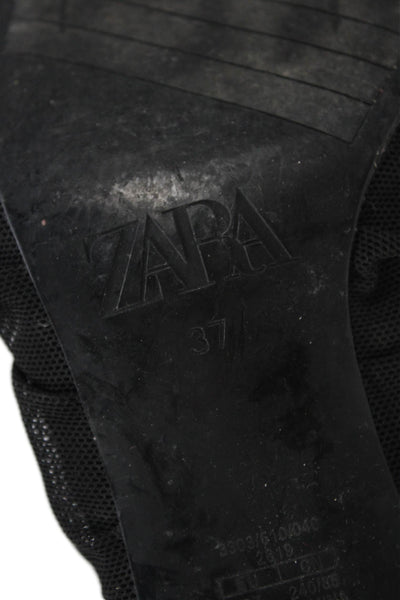 Zara Womens Slide On Square Toe Sandal Heels Black Size 37 7