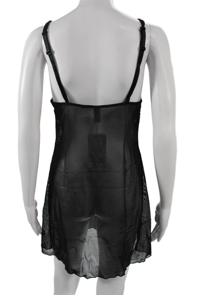 Wacoal Womens Lace Detail Sleeveless Night Gown Black Blue Size Medium