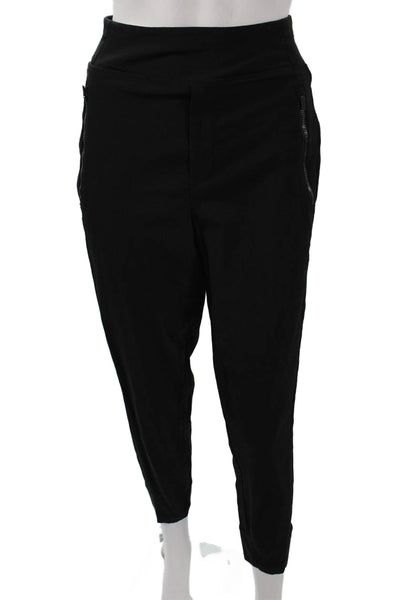 Athleta Women Black Jogger Pants Zip Nylon Spandex Size 6