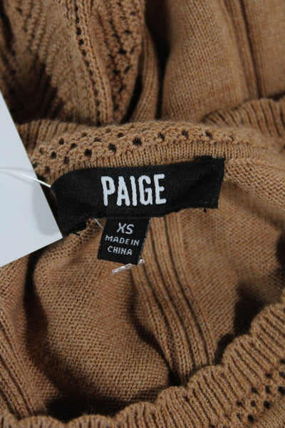 Paige Women Pullover Striped Tan Crew Neck Long Sleeve Sweaters Size XS