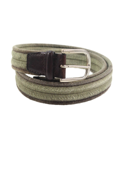 Orciani Womens Woven Frame Buckle Belt Beige SIze 9 cm