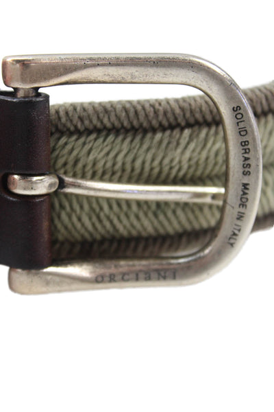Orciani Womens Woven Frame Buckle Belt Beige SIze 9 cm