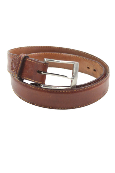 Fresco Golf Mens Leather Frame Buckle Belt Brown Size S