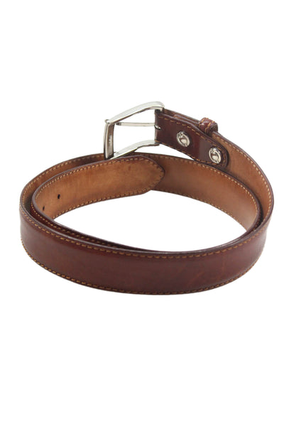 Fresco Golf Mens Leather Frame Buckle Belt Brown Size S