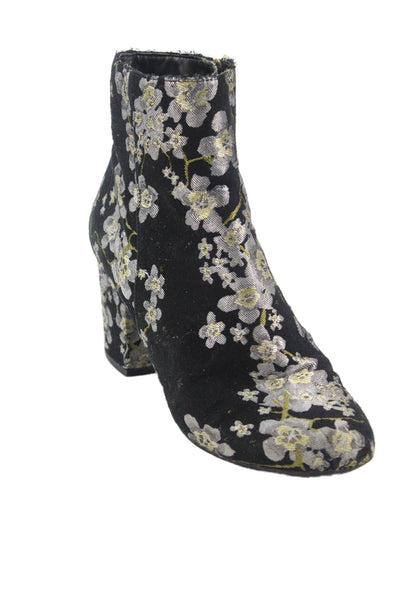 Karl Lagerfeld Womens Floral Print Zip Up Ankle Boots Black Size 7.5