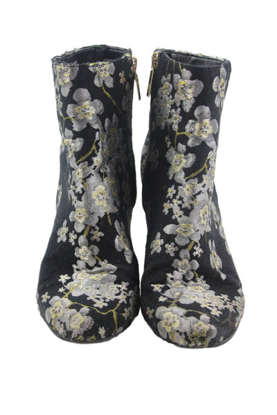 Karl Lagerfeld Womens Floral Print Zip Up Ankle Boots Black Size 7.5