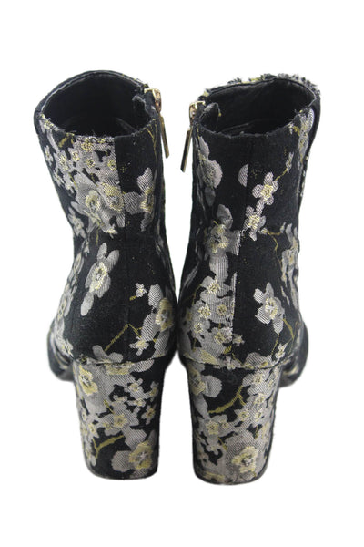 Karl Lagerfeld Womens Floral Print Zip Up Ankle Boots Black Size 7.5