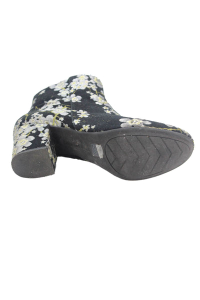 Karl Lagerfeld Womens Floral Print Zip Up Ankle Boots Black Size 7.5