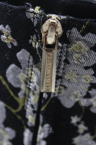 Karl Lagerfeld Womens Floral Print Zip Up Ankle Boots Black Size 7.5