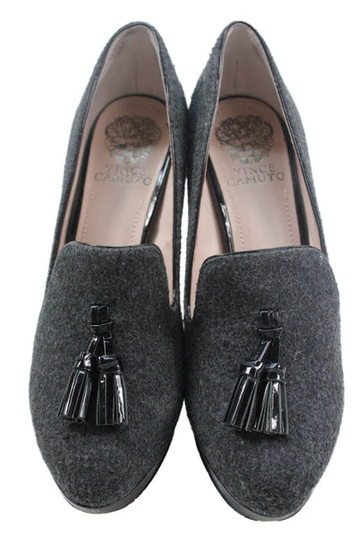 Vince Camuto Womens Tassel Emmi Low Platform Pumps Grey Black Size 7.5 Medium