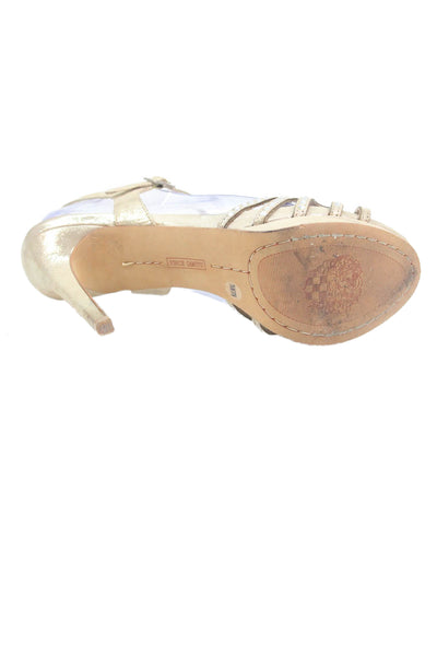 Vince Camuto Womens Jeweled Low Platform Sandal Heels Gold Size 7.5 Medium