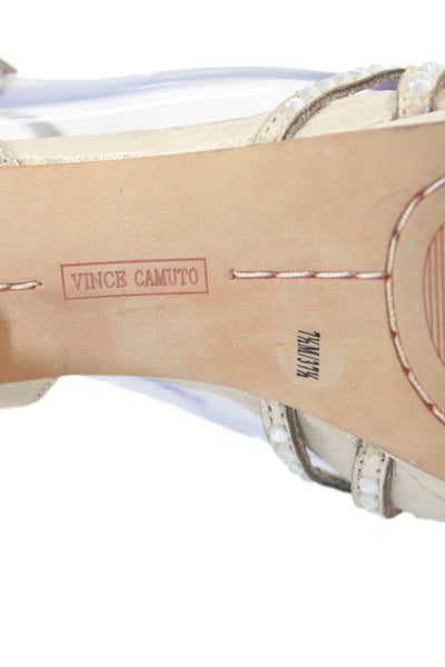 Vince Camuto Womens Jeweled Low Platform Sandal Heels Gold Size 7.5 Medium