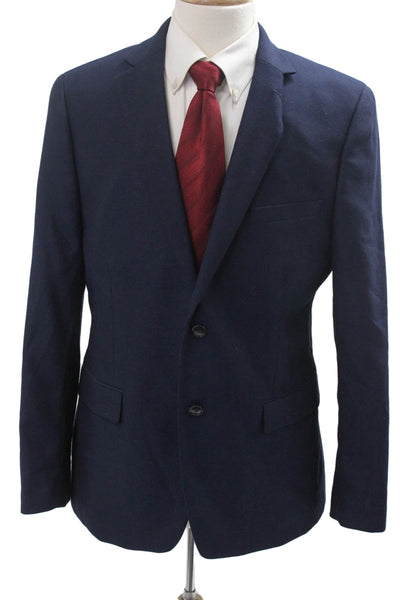 Calvin Klein Mens Dark Blue Solid Collared Button Blazer Size 40